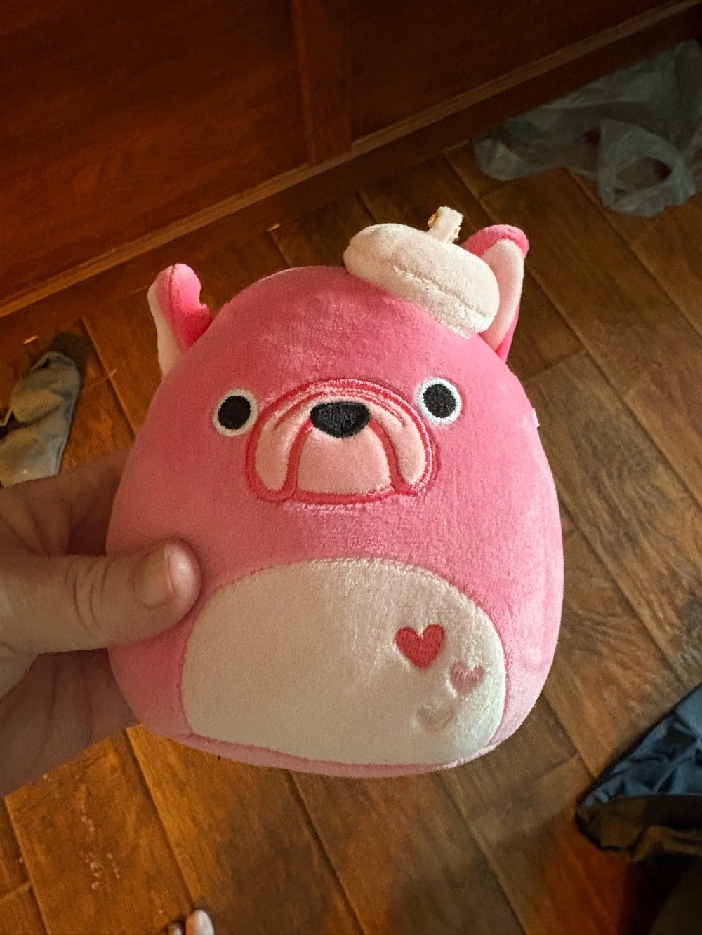 Squishmallows Pink Bear with White Belly and Heart Patch Plush